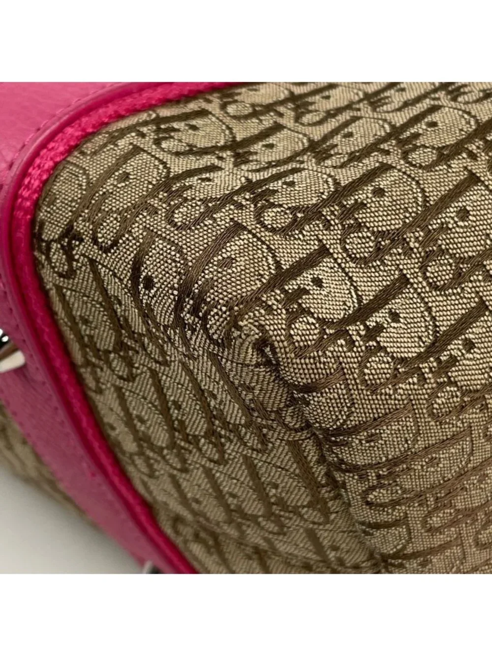 Dior Tote Street Chic Trotter Pattern Canvas Brown Pink